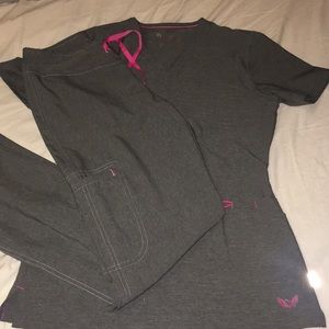 Xxs Grey smitten scrub set